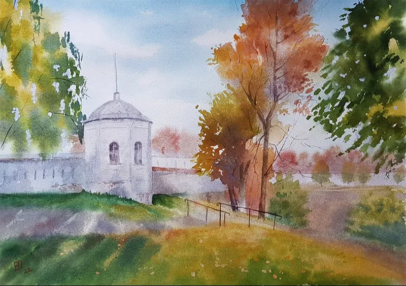 Картина «Башенка Богородице-Рождественский монастырь» — Елена Пантелеева, Городской пейзаж, На картине Елена Пантелеевой изображена тихая обитель — башенка Богородице-Рожд…