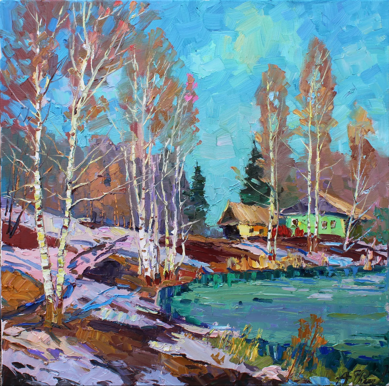 Картина «Весна пришла» — Александр Геннадьевич, Пейзаж, В картине чувствуется ранняя весна, когда природа только начинает пробуждаться …