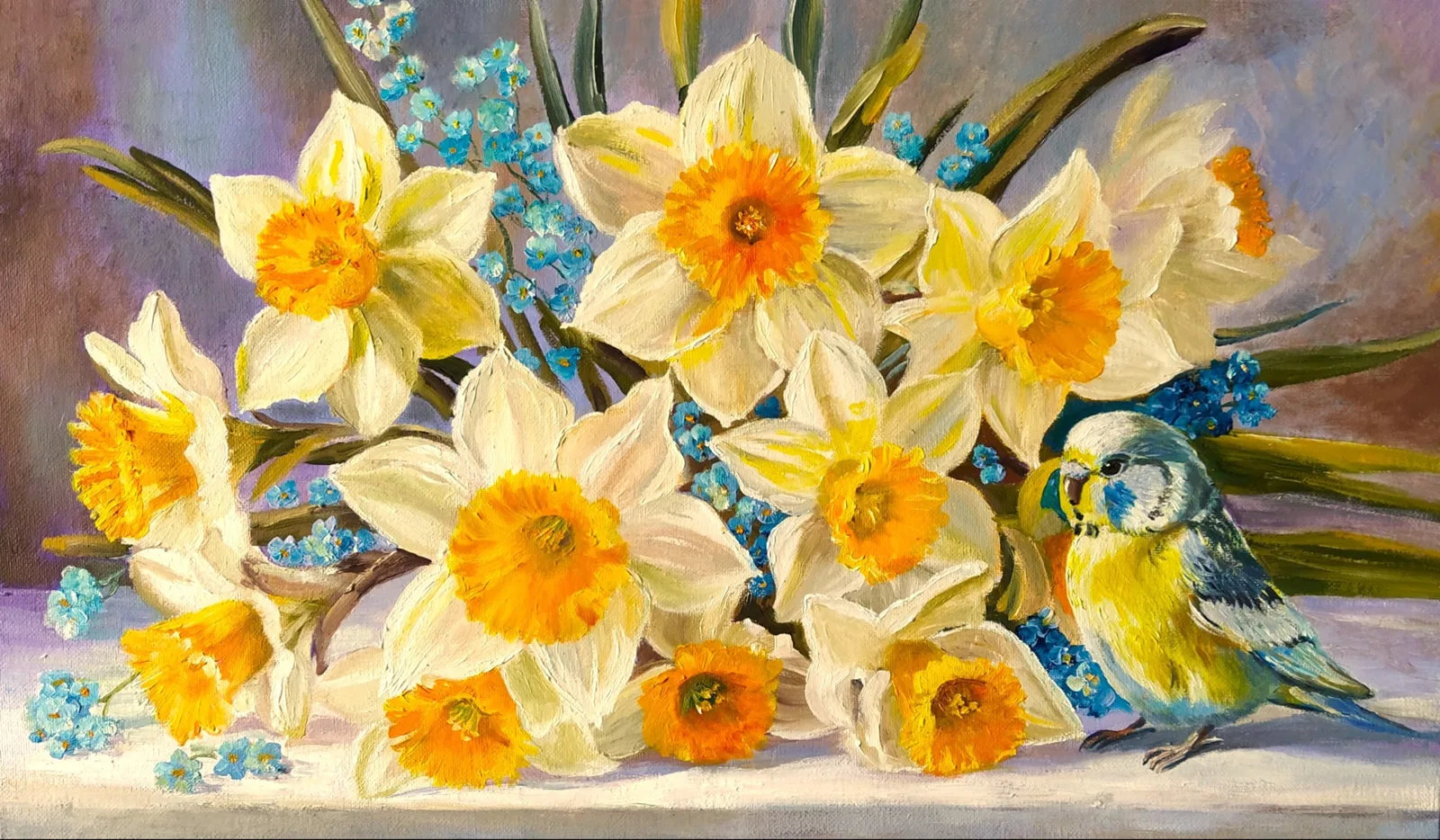Картина «Иннокентий с нарциссами» — Маргарита Щенина, Натюрморт
