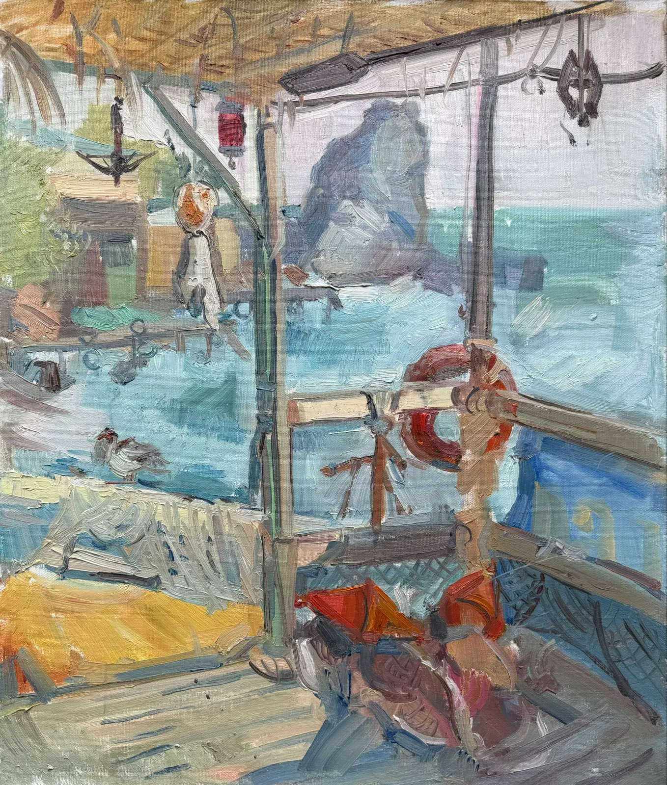 Картина «Рыбацкая хижина, Гурзуф» — Дмитрий Кульчик, Пейзаж, Этот морской пейзаж родился в момент, когда я оказался на рыбацкой лодке в Гурз…