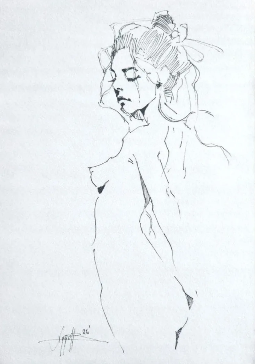 Картина «Рисунок «Жажда прикосновения»» — Юрий Худов, Другое, Авторская графическая работа в стиле ню, выполненная лёгкими, выразительными ли…