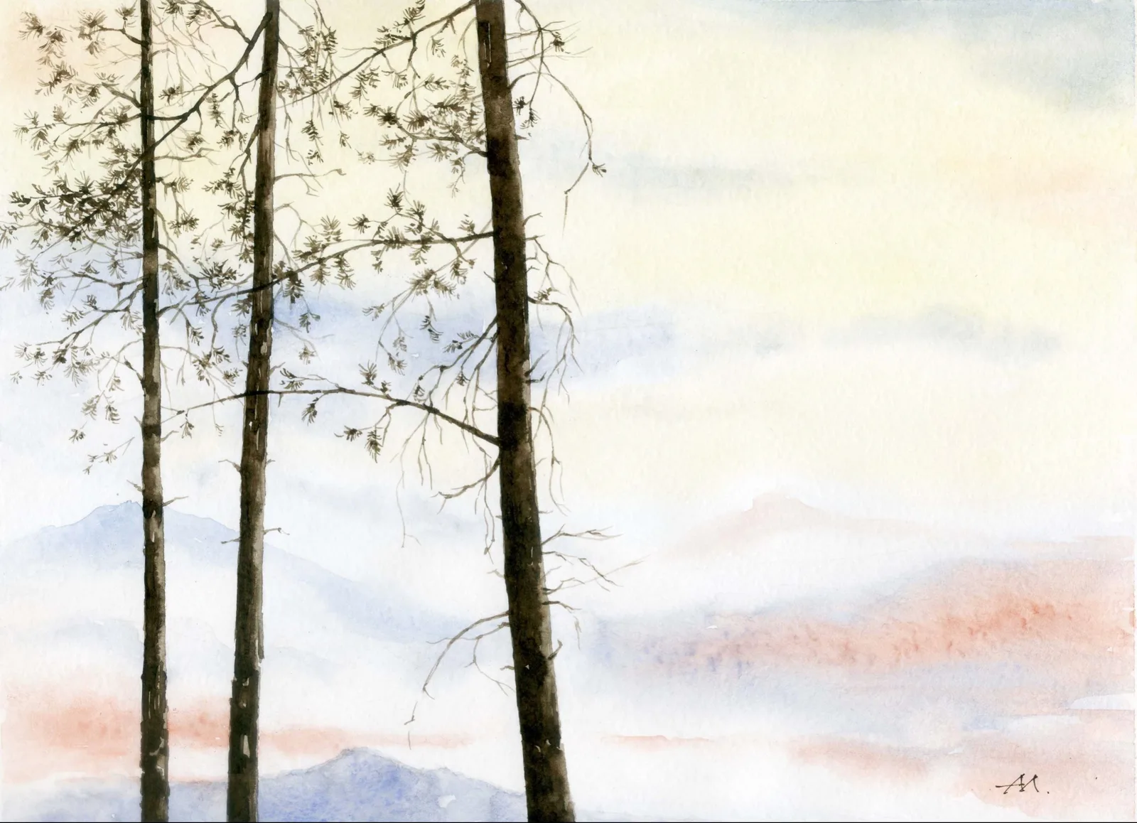 Картина «"В троем над ущельем"» — Алексей Магарам, Пейзаж, В процессе работы над "В троем над ущельем" хотелось передать спокойствие и вел…