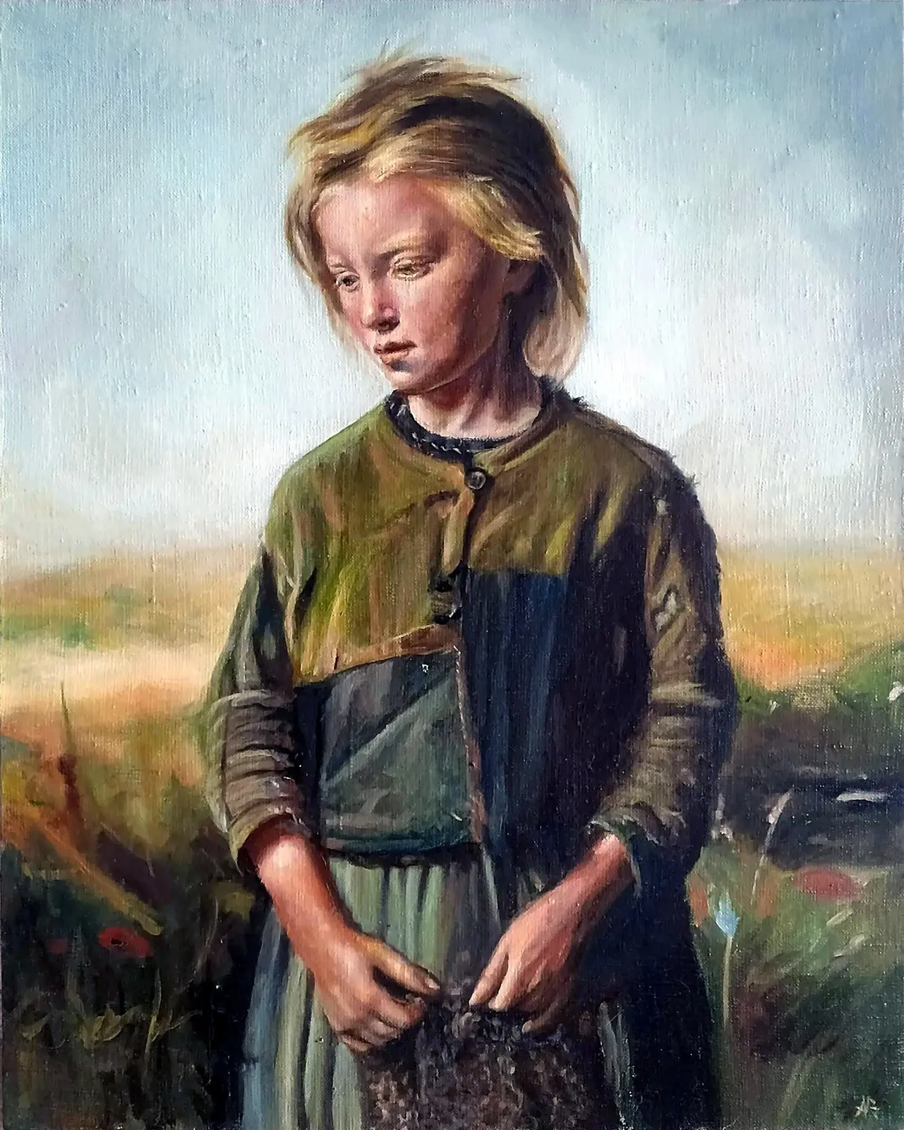 Картина «Нищая (вольная копия)» — Артур Михалев, Портрет, картина написана по мотивам картины Репина Нищая.. точнее это вольная копия. Лё…