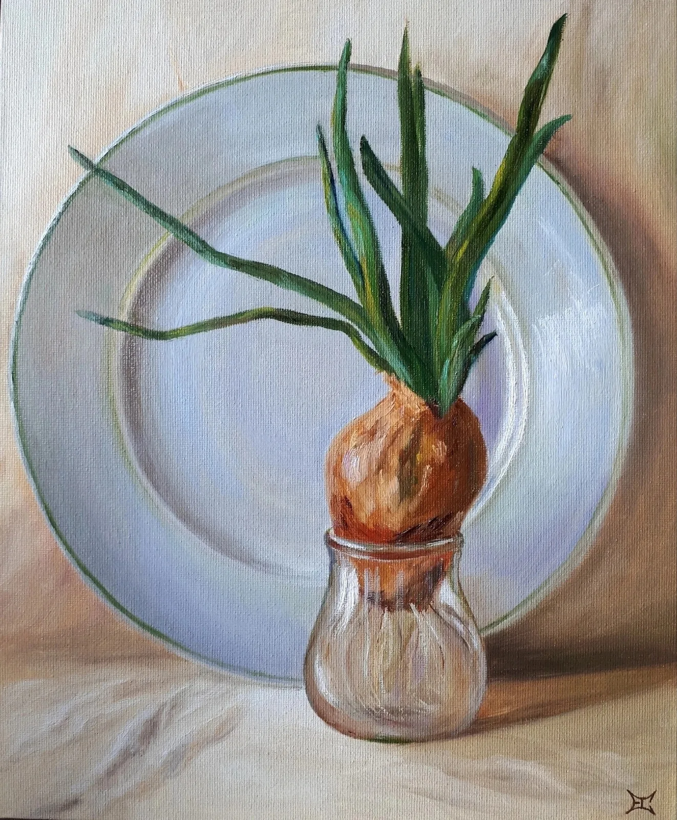 Картина «"Лучок, как в детстве".» — Елена Сотникова, Натюрморт, "Лучок, как в детстве" - картина, передающая тепло и ностальгию детских воспоми…
