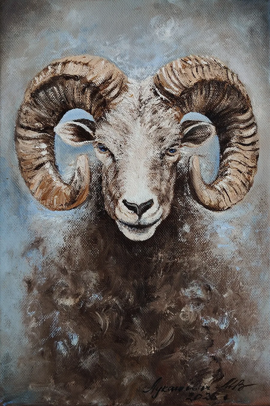Картина «Гордый Овен» — Мария Лукашевич, Анималистика, На картине изображен величественный баран — символ непоколебимой воли и мужской…