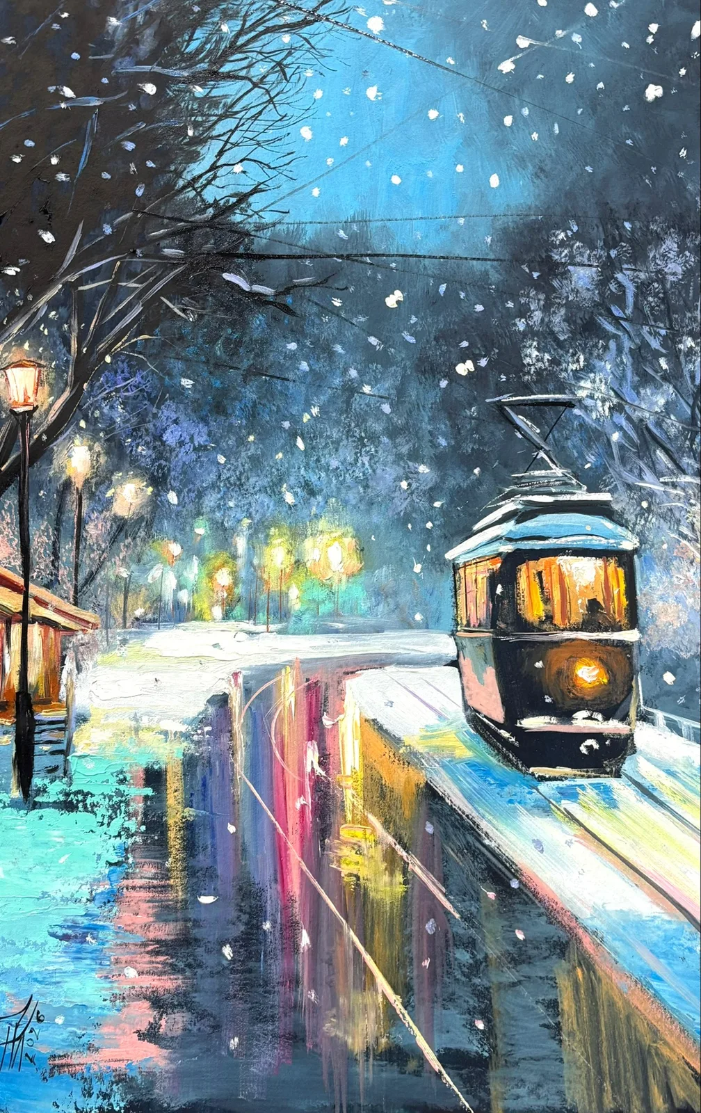Картина «"Трамвайчик"» — Татьяна Устьянцева, Пейзаж, Глядя на эту картину, испытываешь чувство спокойствия и умиротворения. Тихий сн…