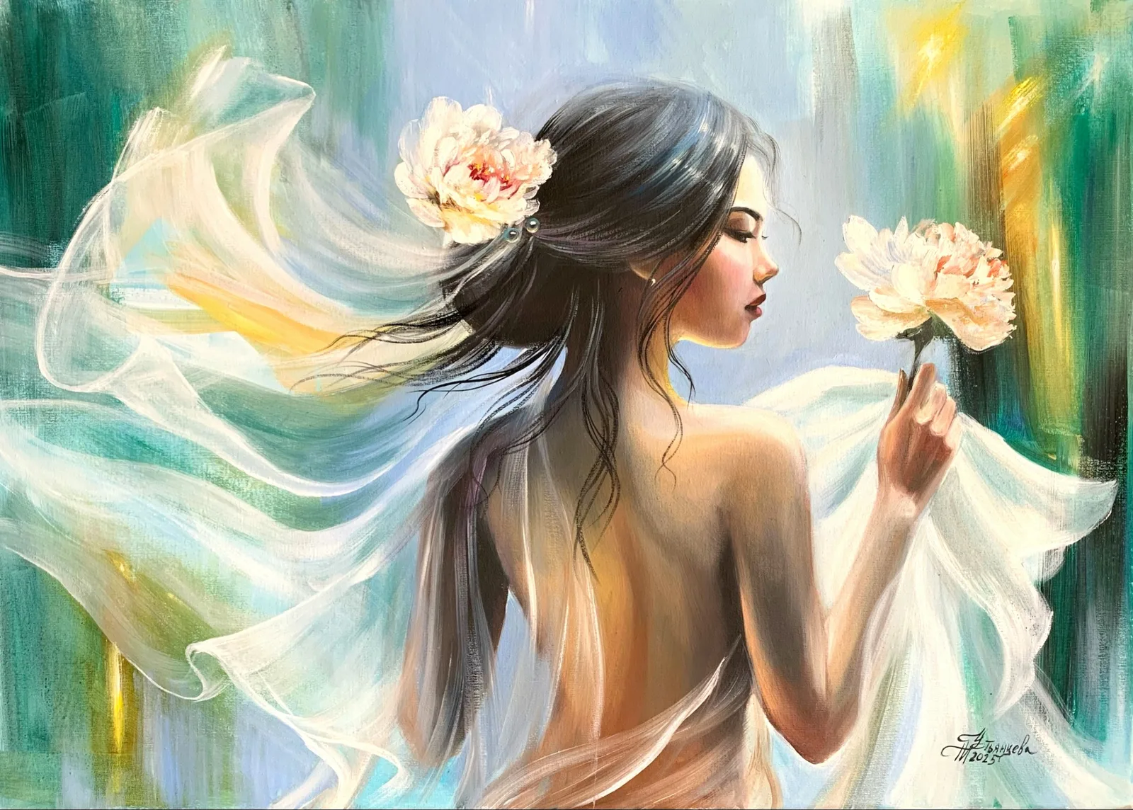 Девушка с пионом