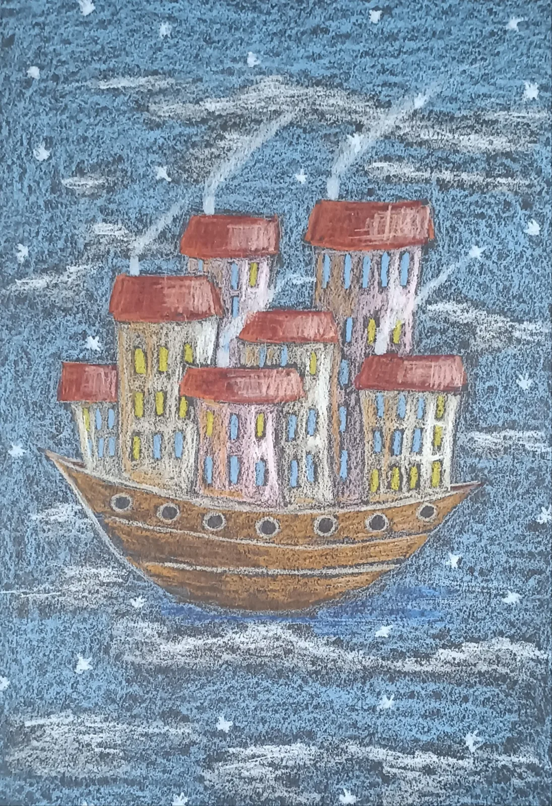 Картина «Небесный город» — Аделя Файзуллина, Жанровая живопись, В картине "Небесный город" контраст тепла и холода создает ощущение волшебства:…