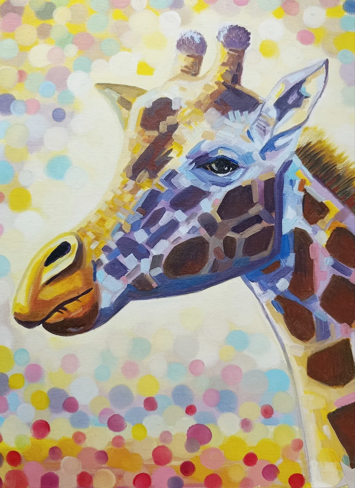 Картина «Жираф» — Екатерина Сокуренко, Анималистика, Летом 2024 года, ранним утром, когда на улице еще было прохладно и солнце тольк…