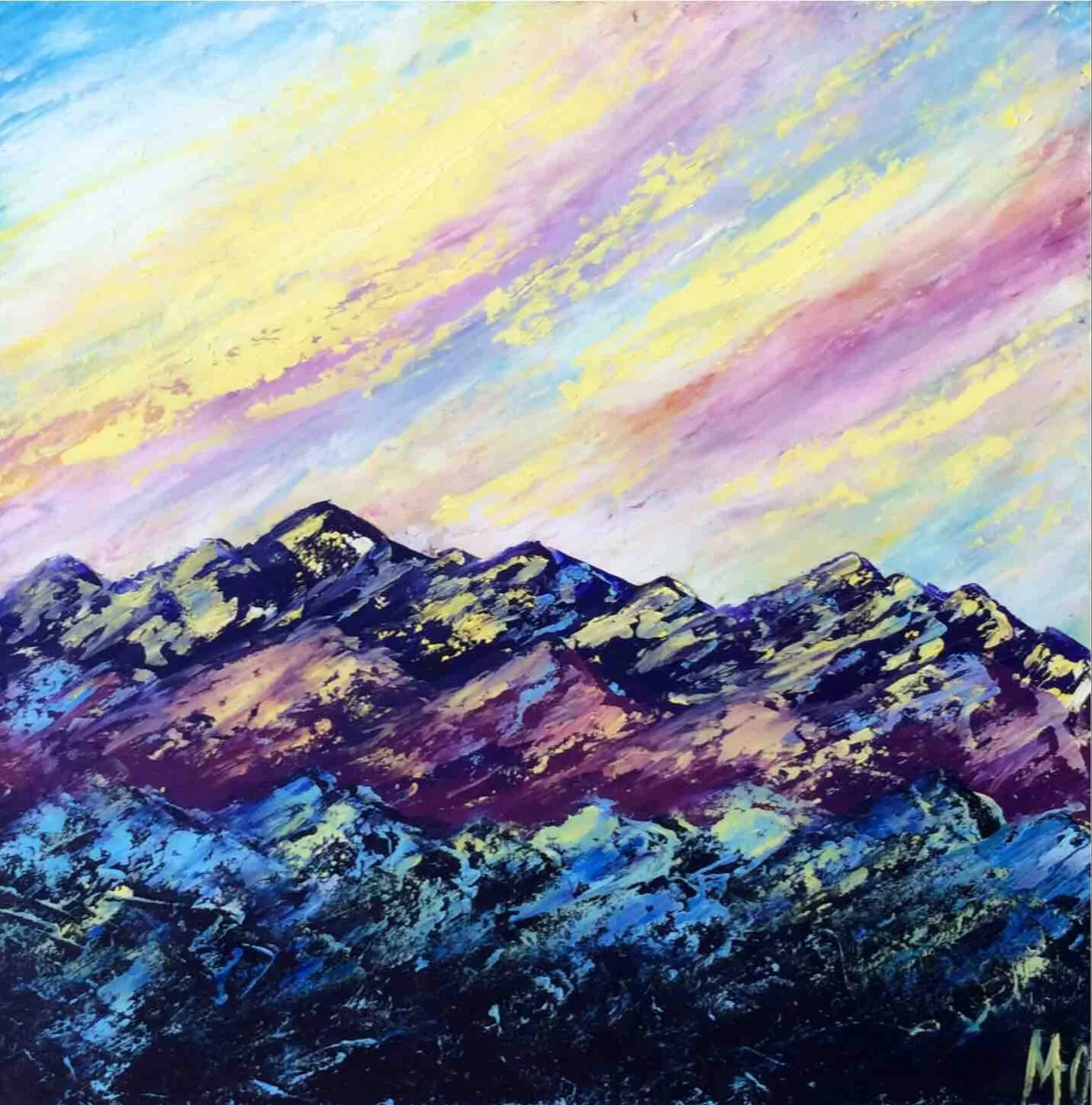 Картина «"Рассвет в горах"» — Юлианна Макиенко, Пейзаж, В этой картине запечатлён момент, когда первый свет рассвета начинает пробивать…