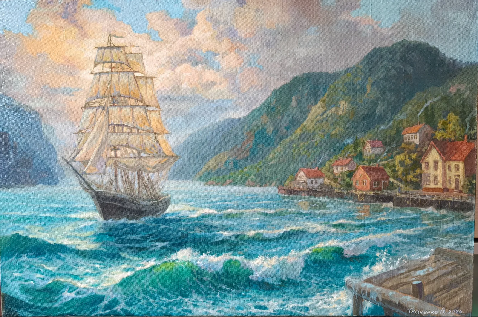Картина «"Старая гавань"» — Ольга Ткаченко, Пейзаж, Я работала с маслом на льняном холсте, и мне очень понравилось, как оно легло. …