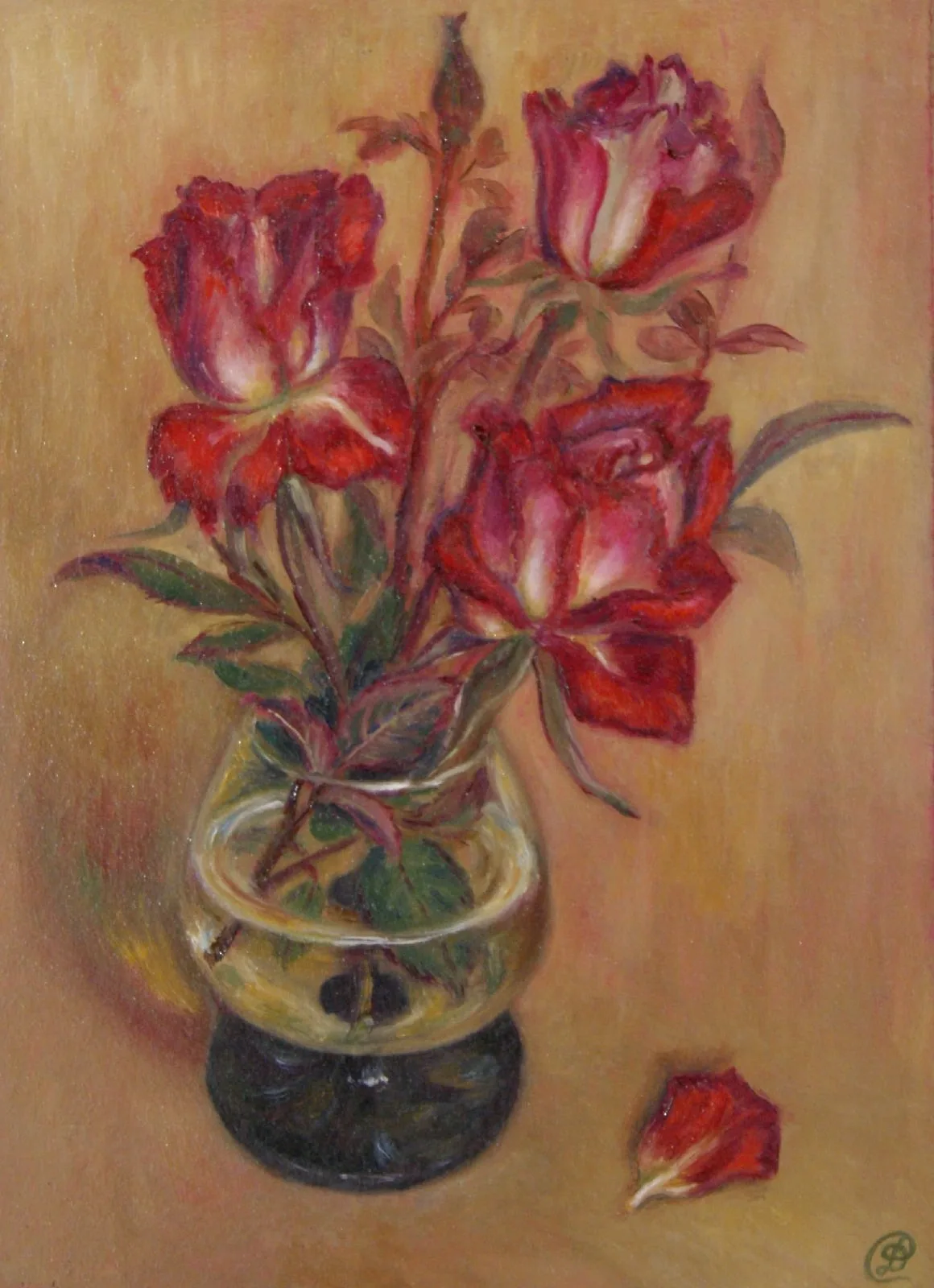 Картина «Розы "Альянс"» — Дина Смольникова, Натюрморт, На картине изображены чайные розы  сорта "Альянс". Лепестки этого сорта имеют и…