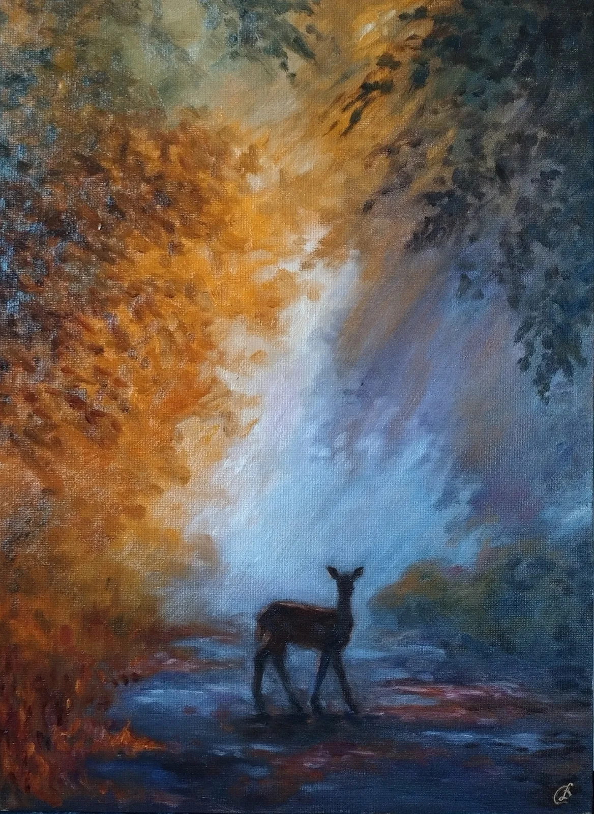 Картина «Луч солнца золотого» — Дина Смольникова, Пейзаж, На картине изображена густая чаща леса через которую проходит лесная тропинка. …