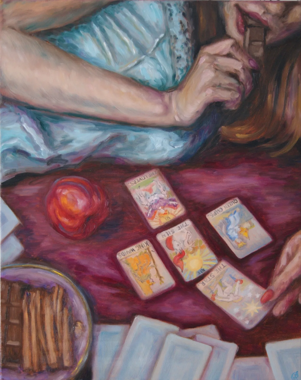 Картина «Мне гадали на тебя» — Дина Смольникова, Жанровая живопись, Падают звёзды в тишине ночи. Девушки-подружки собрались  и им совершенно не до …