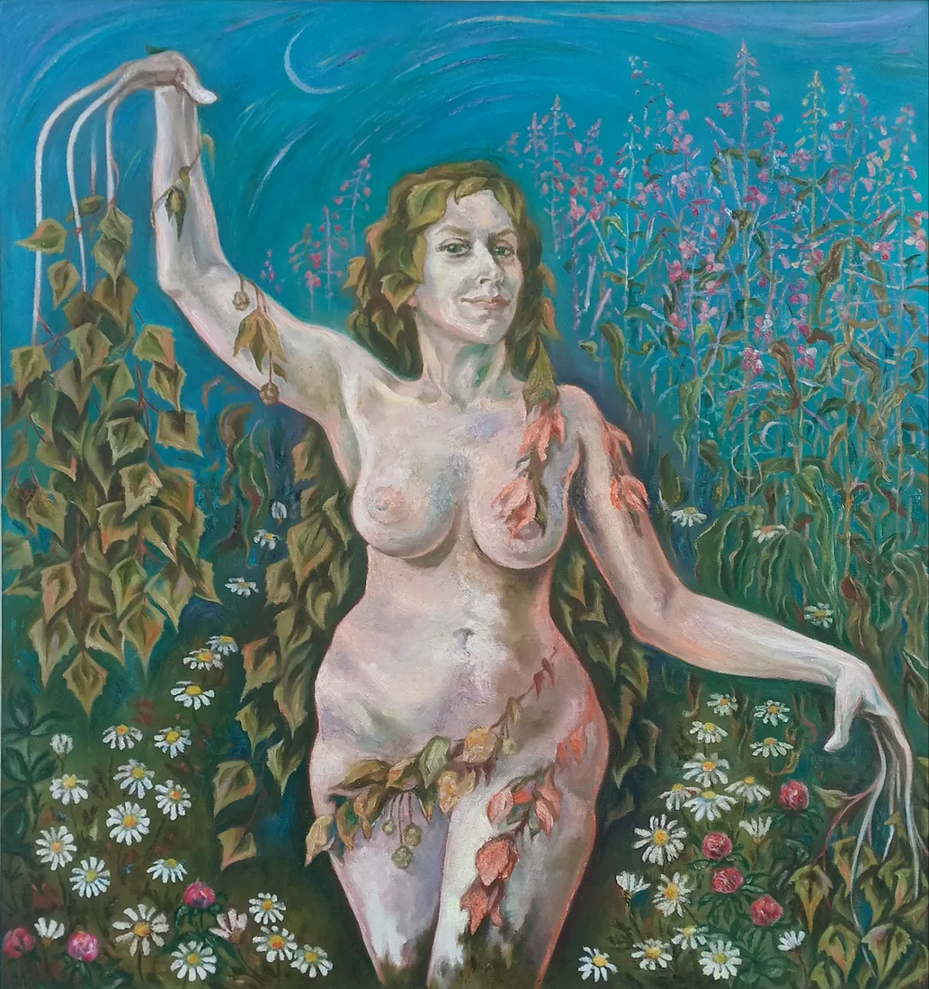 Картина «Диптих "Флора и Фауна". 1."Флора".» — Ольга Морозова, Жанровая живопись, Флора - богиня растительного мира. Картина продаётся вместе с картиной "Фауна".…