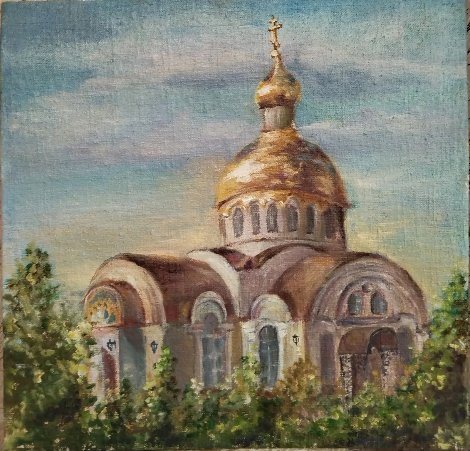 Картина «Храм преподобного Сергия Радонежского. с. Соловцовка» — Татьяна Лихачева, Пейзаж, Храм преподобного Сергия Радонежского в селе Соловцовка Пензенской области. Кар…