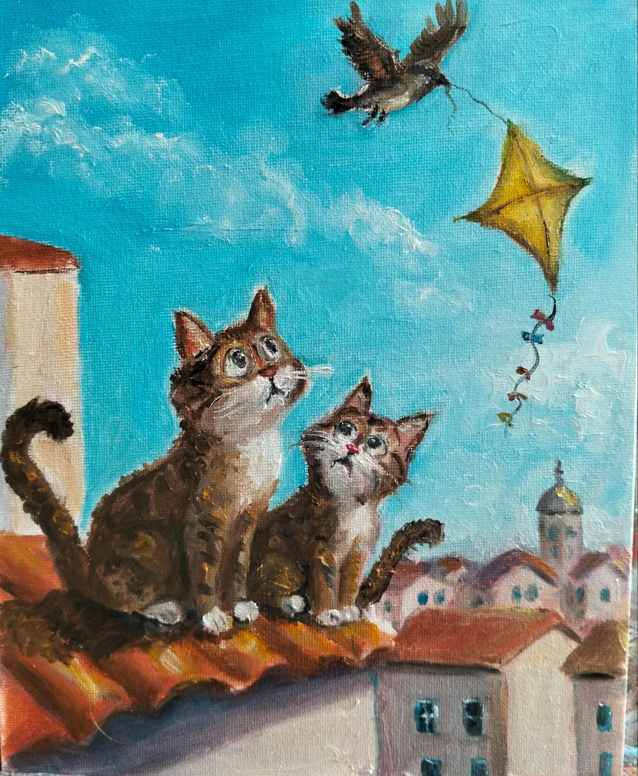Картина «Неопознанный летающий объект 😺» — Светлана Рихард, Жанровая живопись