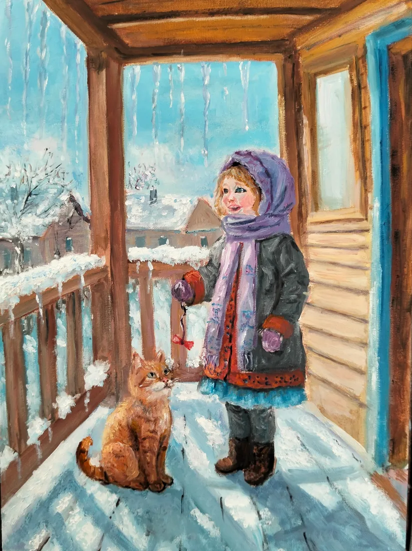 Картина «Зимние игры» — Светлана Рихард, Жанровая живопись