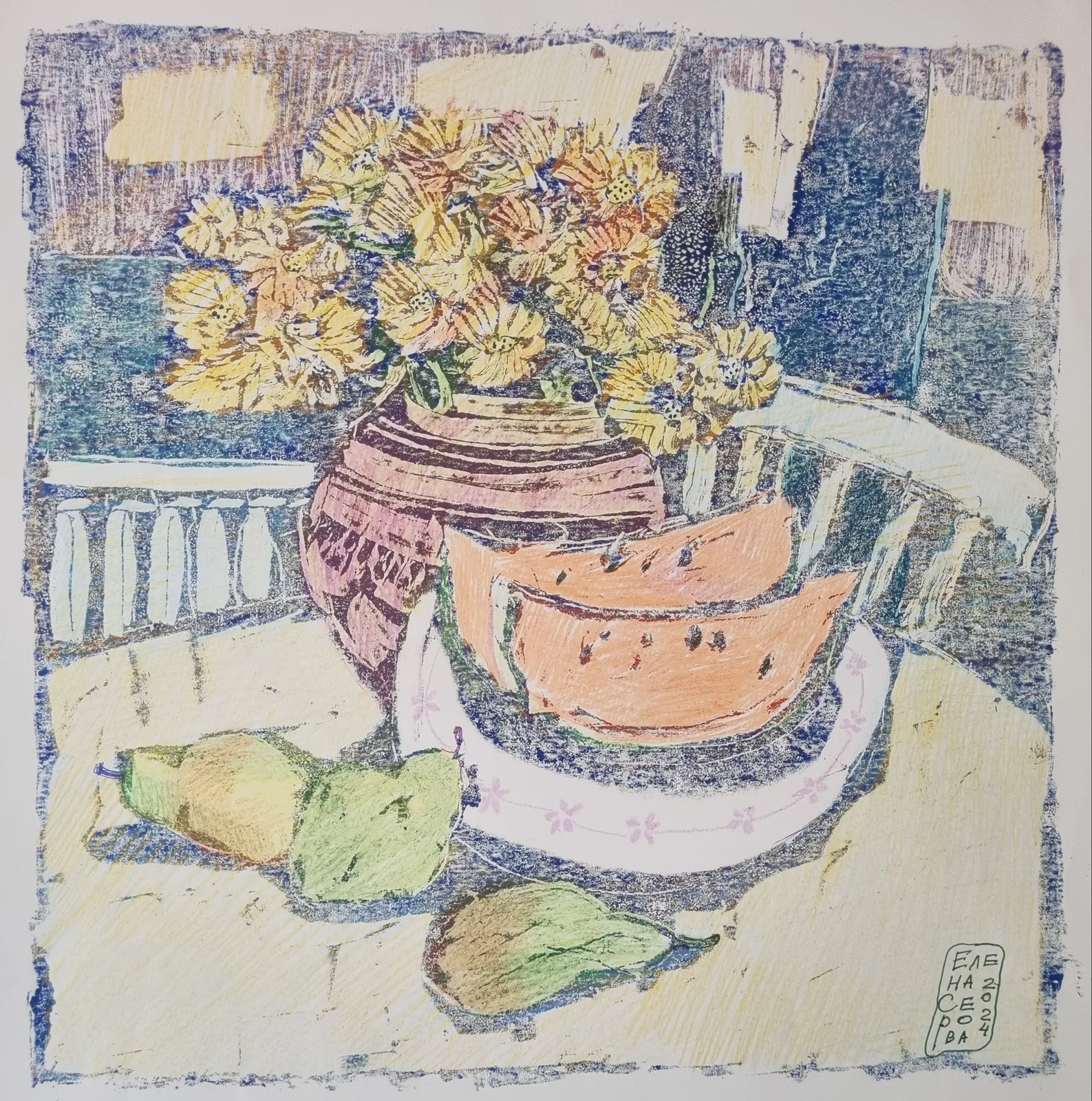 Картина «"Бриз"» — Елена Серова, Натюрморт, Глядя на эту картину, испытываешь чувство спокойствия и умиротворения. Жёлтые ц…