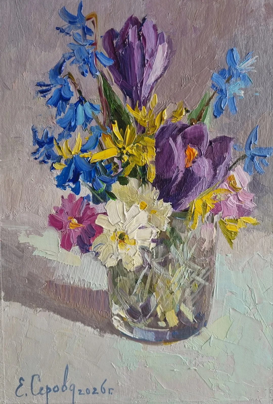 Картина «"Вестники весны"» — Елена Серова, Натюрморт, Образ ранней весны, когда природа только начинает пробуждаться, вдохновил меня …