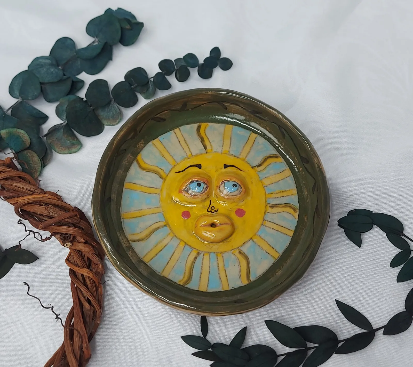 Картина «Тарелочка Солнышко» — Светлана Бусе, Керамика, Керамическая декоративная тарелочка для хранения мелочей или ювелирных украшени…