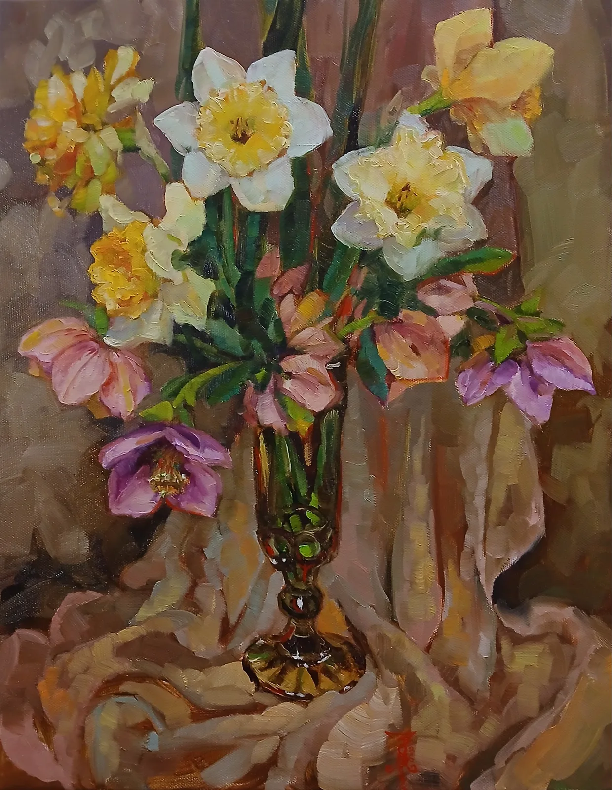 Картина «"Весенние звезды"» — Марина Эмзе(Злобина), Натюрморт, Масло ложилось на холст мягкими, пластичными мазками, и я буквально чувствовала…