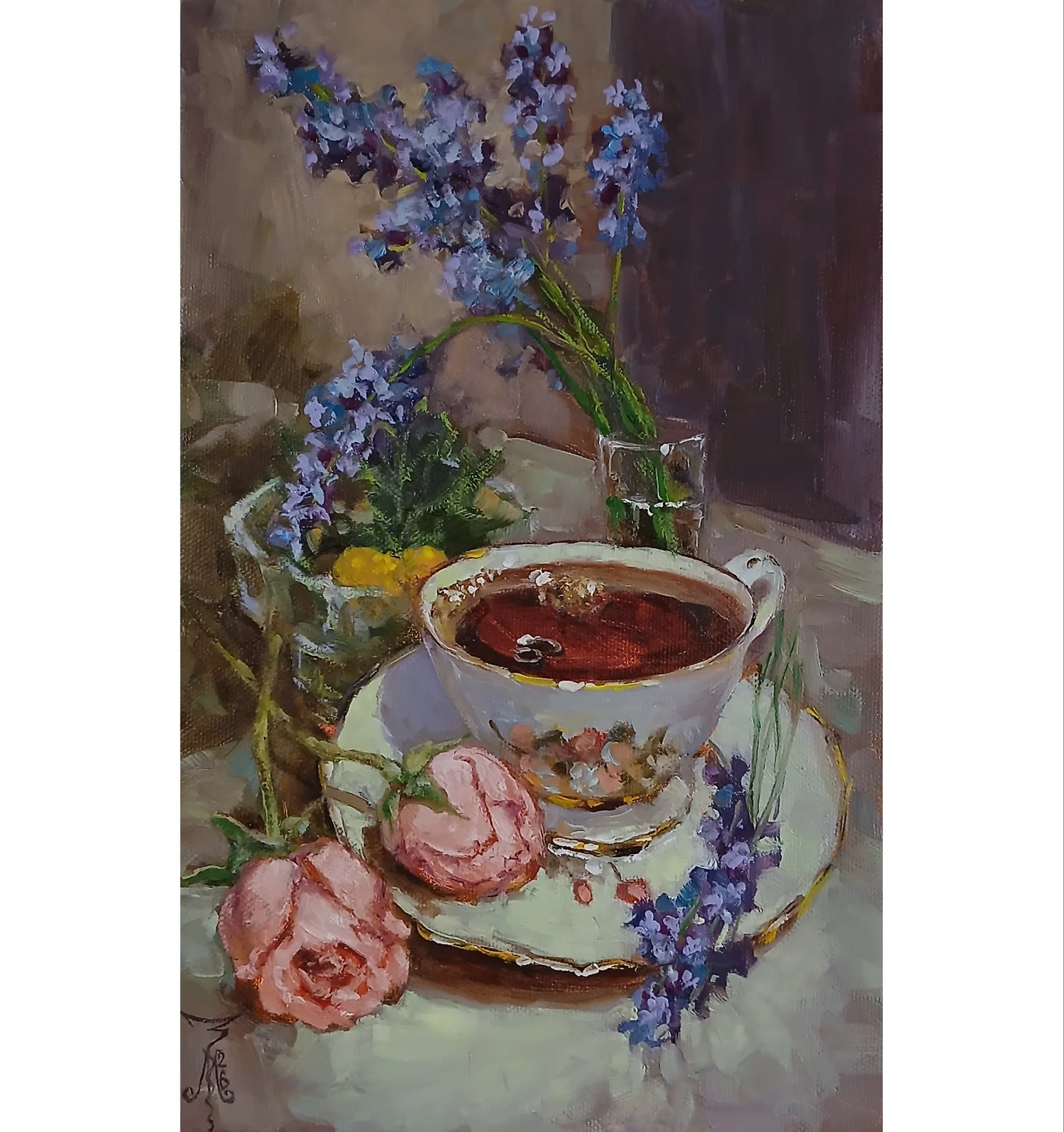 Картина «"Кофе с лавандой"» — Марина Эмзе(Злобина), Натюрморт, Авторская. Холст на подрамнике. Сохнет, отправка 8 сентября