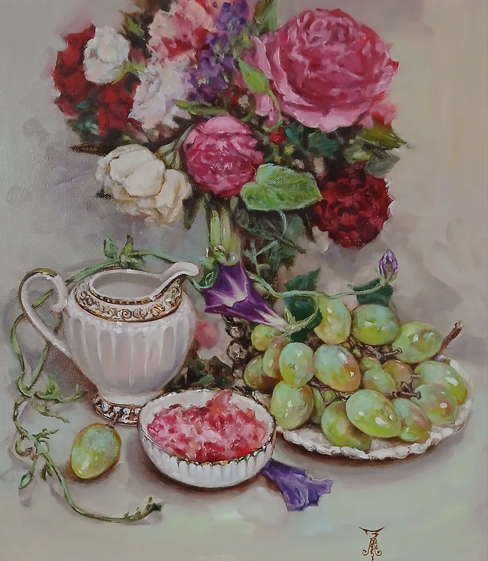 Картина «"Розовый десерт"» — Марина Эмзе(Злобина), Натюрморт, Авторская, натурная. Холст на подрамнике. 
Сохнет, отправка возможна с 28 сент…