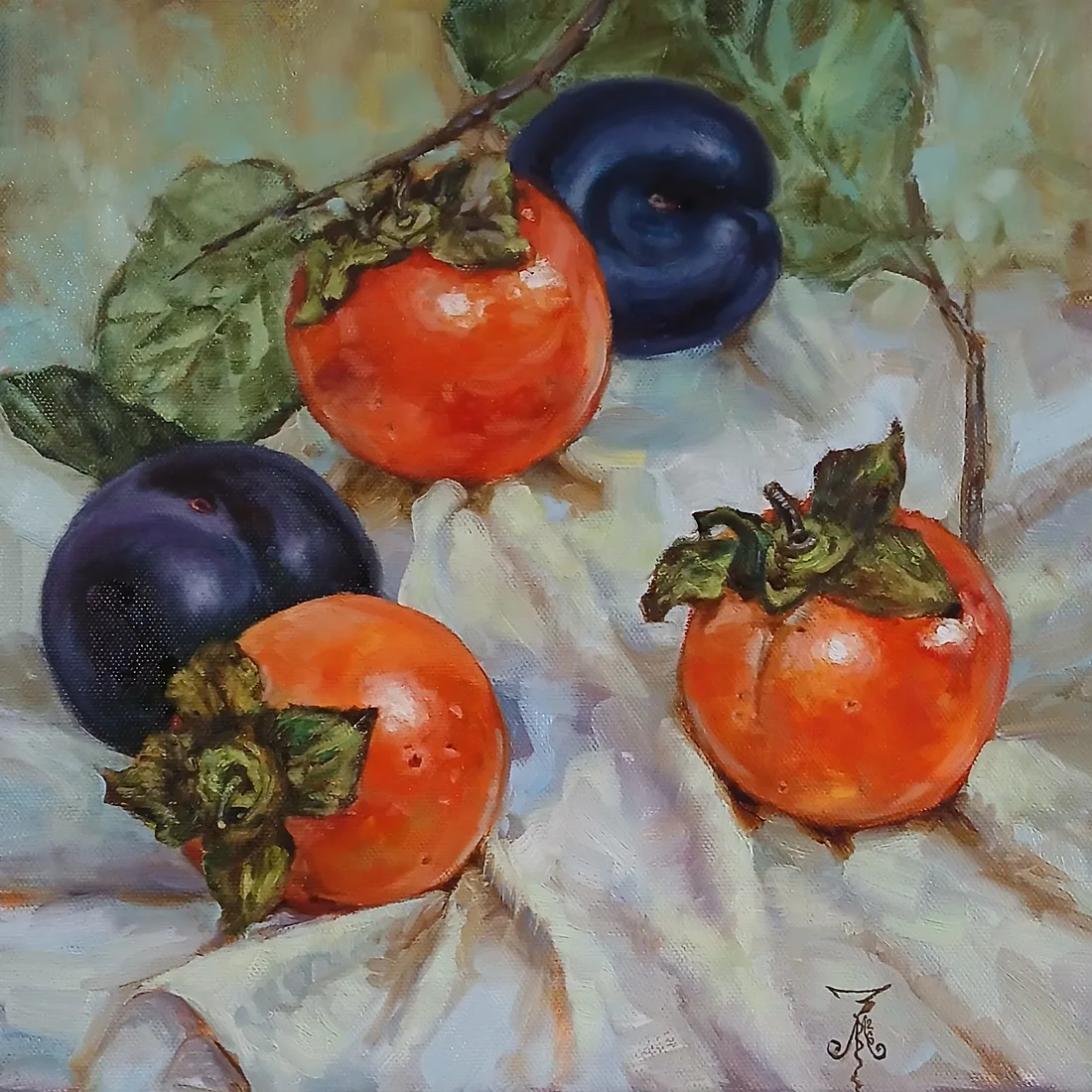 Картина «"Шоколадные корольки и сливы"» — Марина Эмзе(Злобина), Натюрморт, Авторская, натурная. Холст на подрамнике.