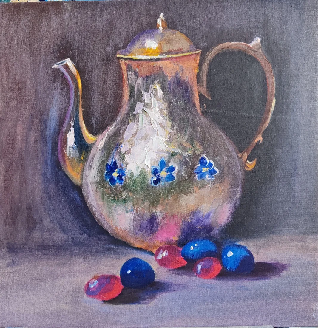 Картина «Фруктовый чай.» — Ольга Курбатова, Натюрморт, 40*40. Масло. По мотивам художника.