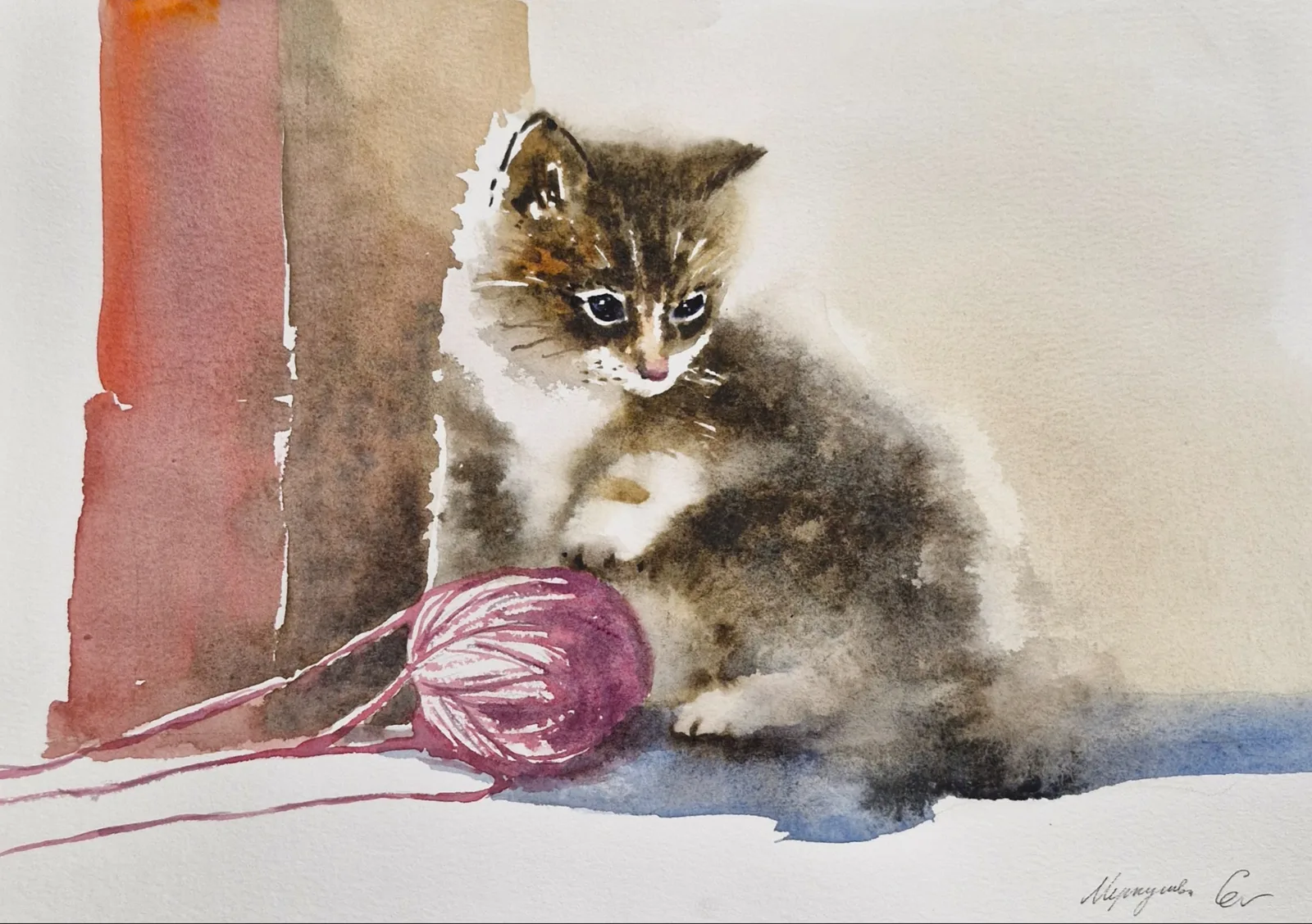 Картина «Игра» — София Меркулова, Анималистика, В картине чувствуется тихий вечер с мягким, приглушенным светом. 
София Меркуло…