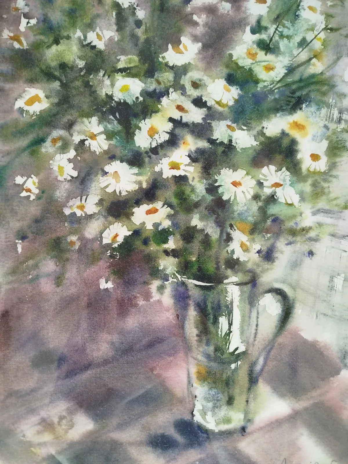 Картина «Ромашки» — Екатерина Аносова, Натюрморт, Не кажется ли вам, что эта акварель переносит нас в солнечный летний день? Пере…