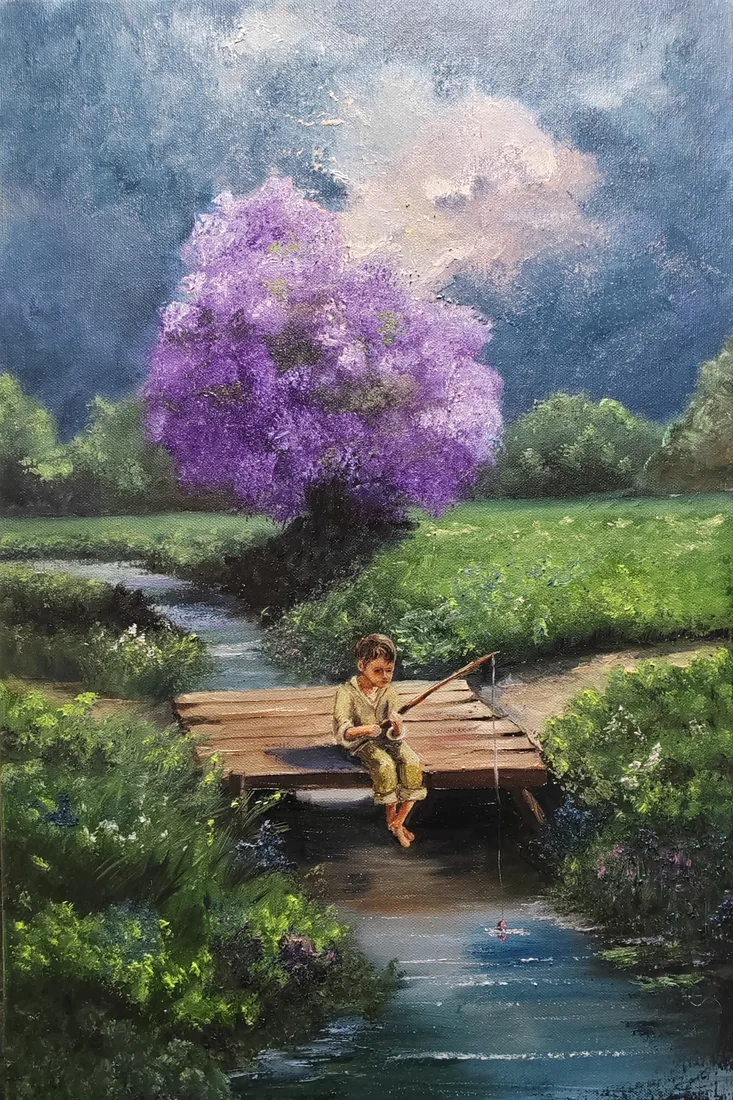 Картина «"Мечты у воды"» — Оксана Калинина, Жанровая живопись, Холст на подрамнике