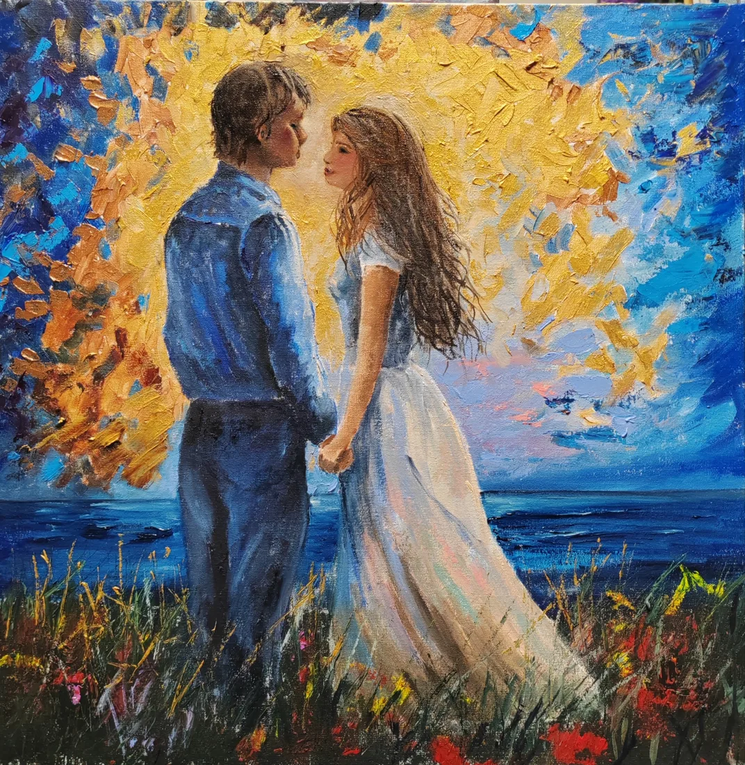 Картина «Любовь холст 40* 40» — Оксана Калинина, Жанровая живопись, Калинина Оксана Яковлевна "Любовь" холст на картоне размер 40* 40 масло 2026