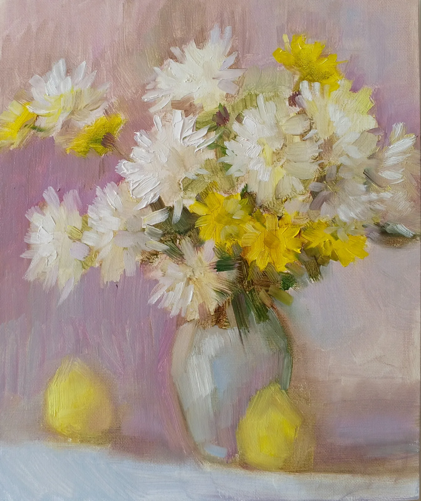 Картина «Цветы и груши» — Ольга Игнатьева, Натюрморт, Работа "Цветы и груши" - это свежий взгляд на классический натюрморт. Автор мас…