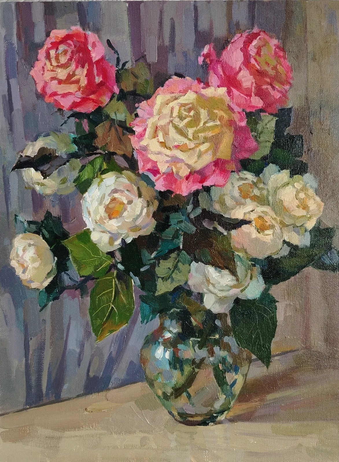 Картина «Розы» — Юлия Барсова, Натюрморт, В картине "Розы" художница Юлия Барсова использует мягкую цветовую палитру, кот…
