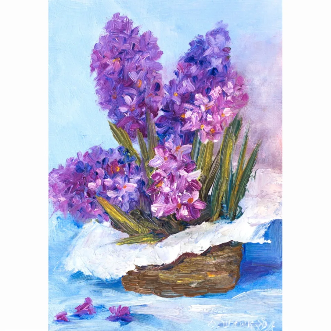 Картина «Этюд "Гиацинты" (по мотивам..) 21х14,8 см» — Ольга Шлыкова, Натюрморт, Этюд "Гиацинты" (по мотивам)
21х14,8 см.
Выполнен маслом на грунтованном карт…