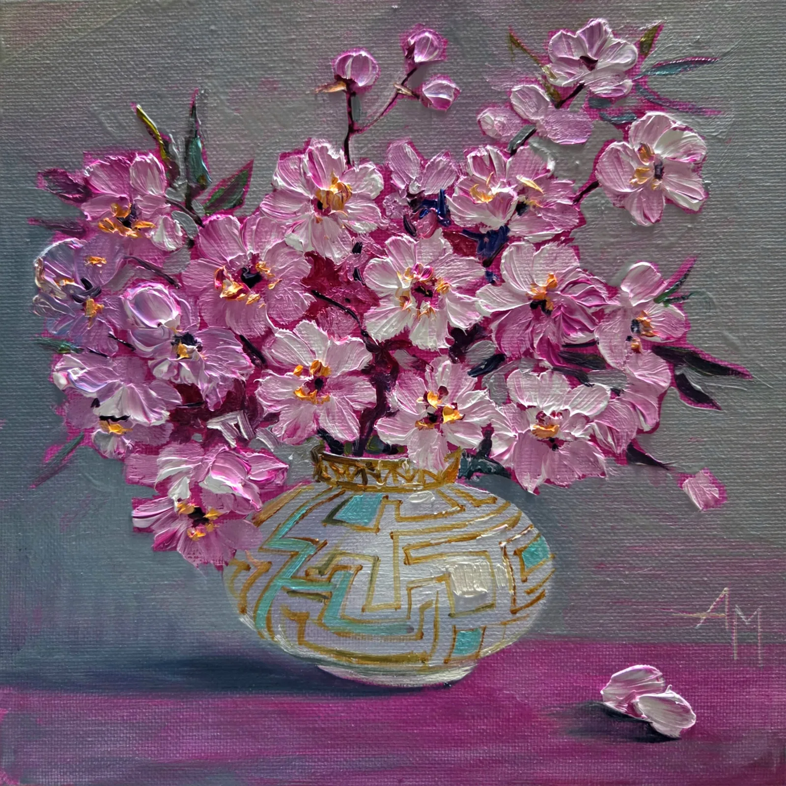 Картина «Сакура» — Анна Меньщикова, Натюрморт, Я написала эту работу маслом на холсте, закрепленном на картоне, размером 20х20…
