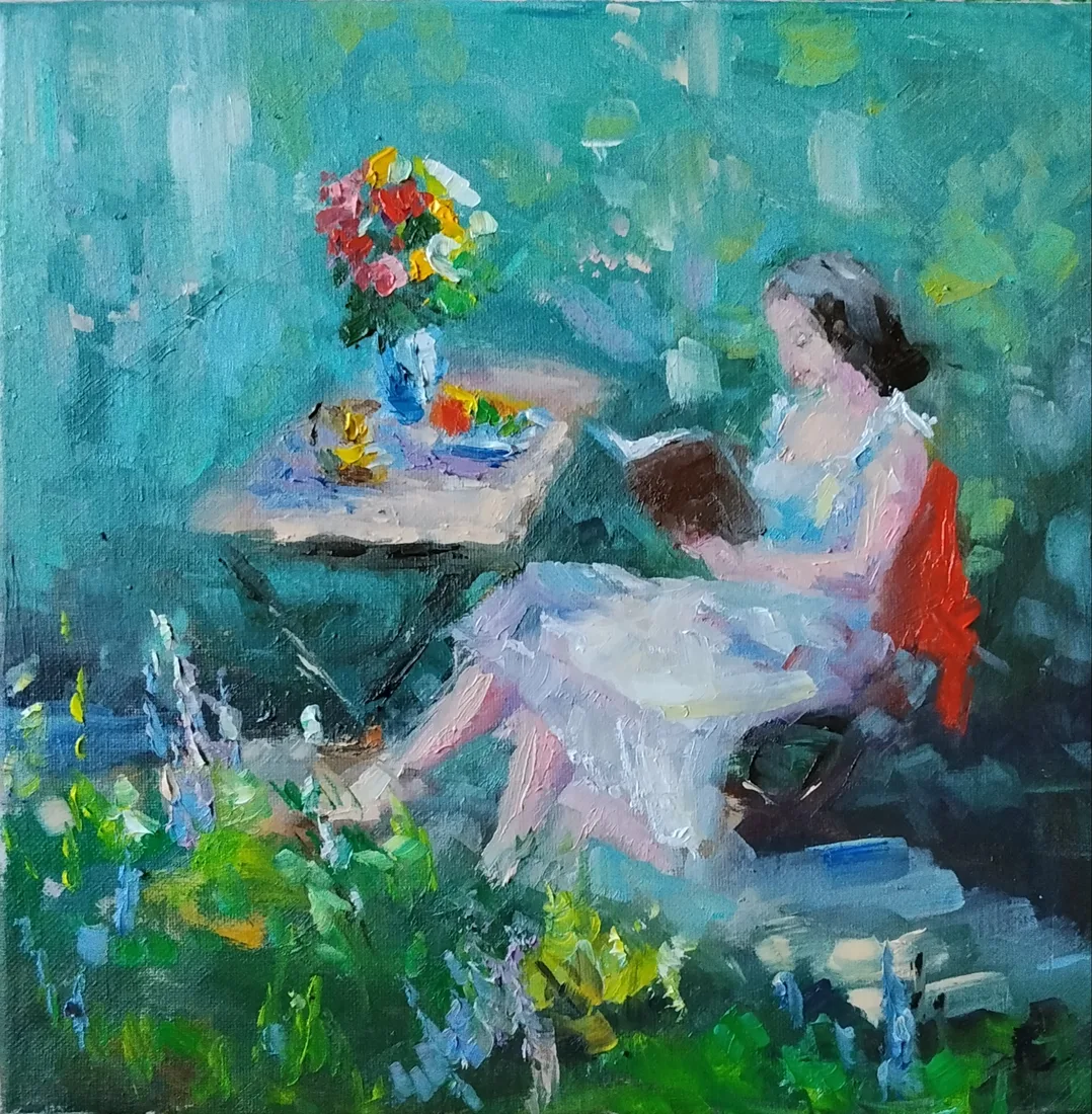 Картина «Этюд. За книгой.» — Лана Саулина, Другое