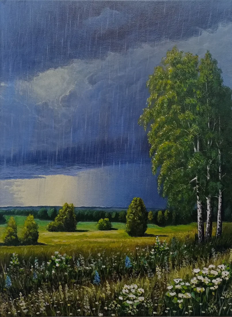 Картина «"Летний дождь"» — Светлана Кижаева, Пейзаж