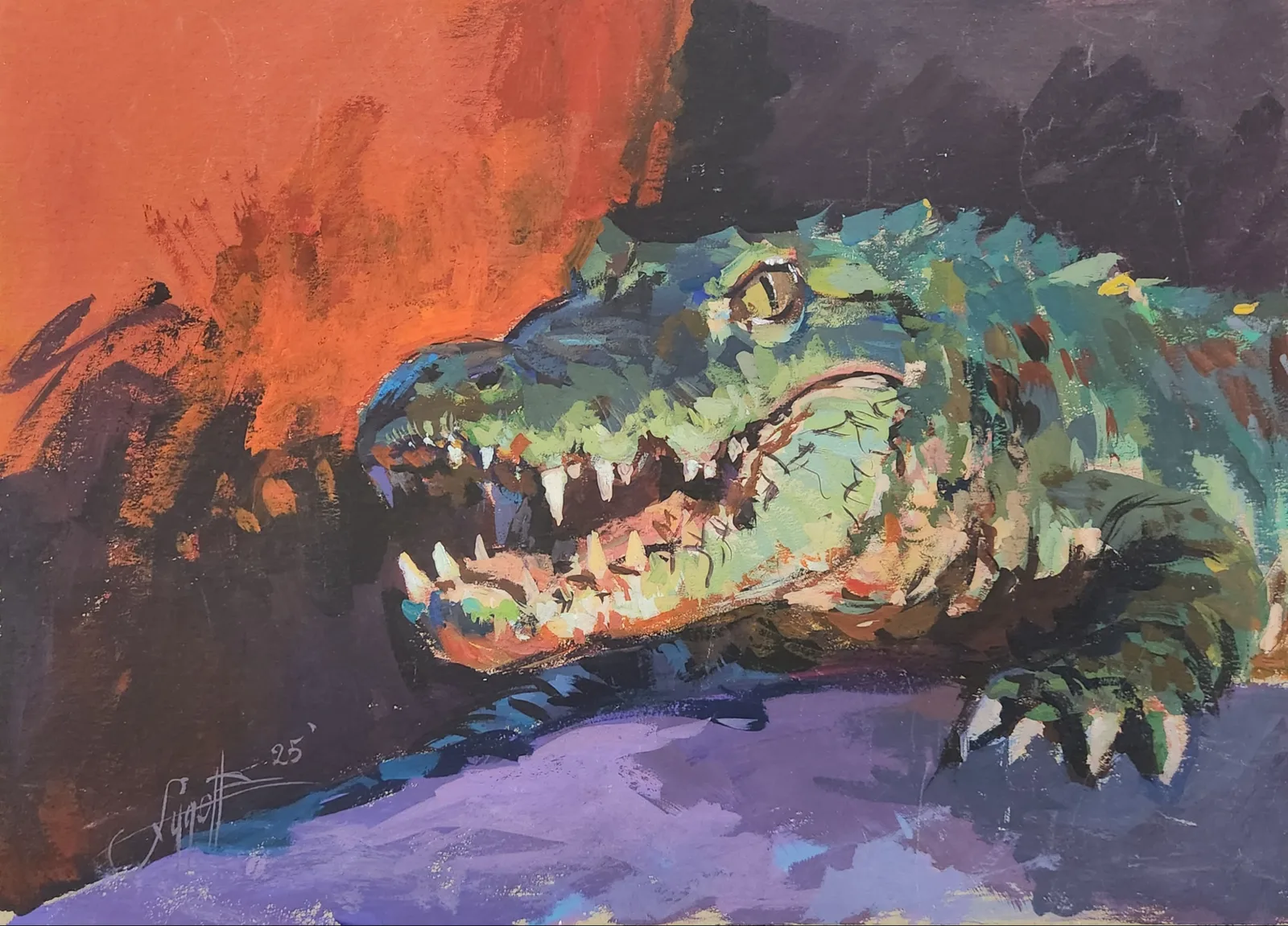 Картина «Картина «Страж глубин»» — Юрий Худов, Анималистика, «Страж глубин» — экспрессивная картина, написанная гуашью, в которой сочетаются…