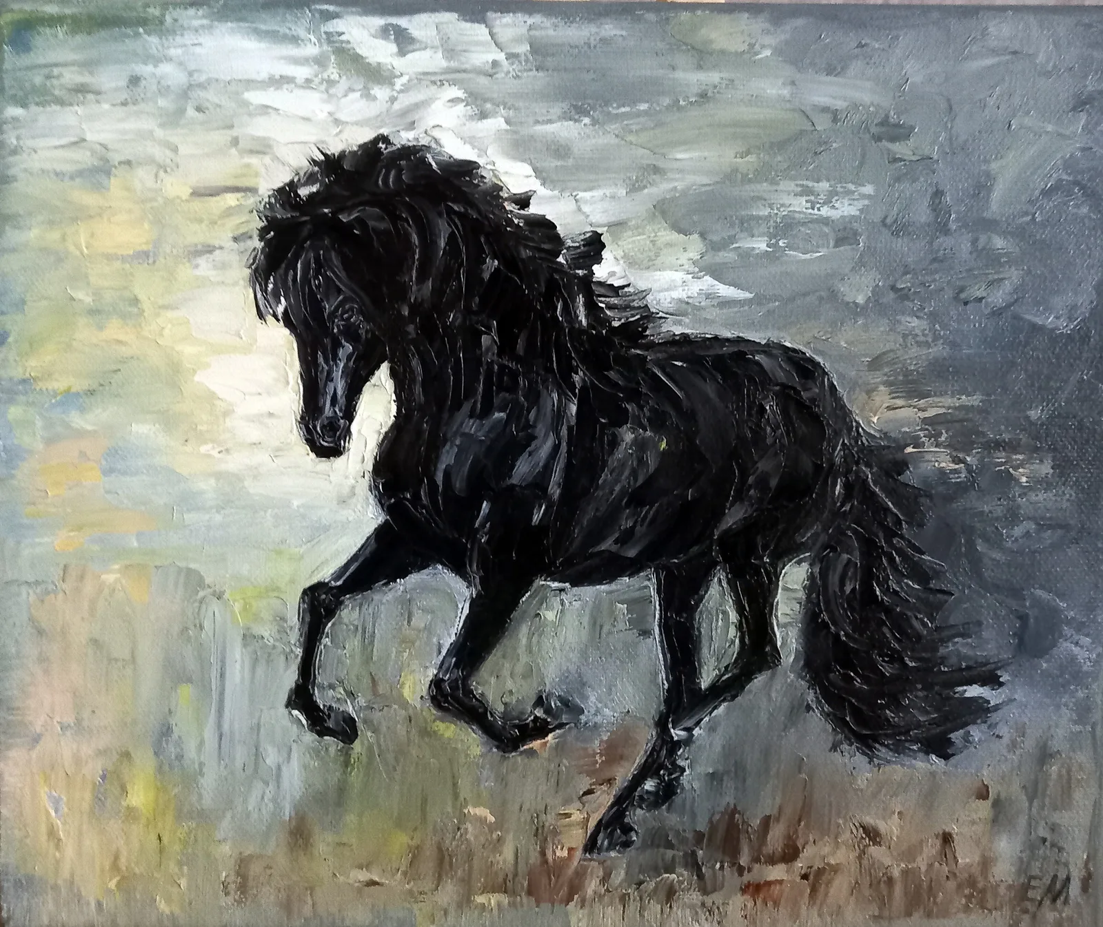 Картина «Вороной конь» — Елена Малыхина, Анималистика, Создавая "Вороного коня", хотелось передать свободу и мощь животного. В работе …