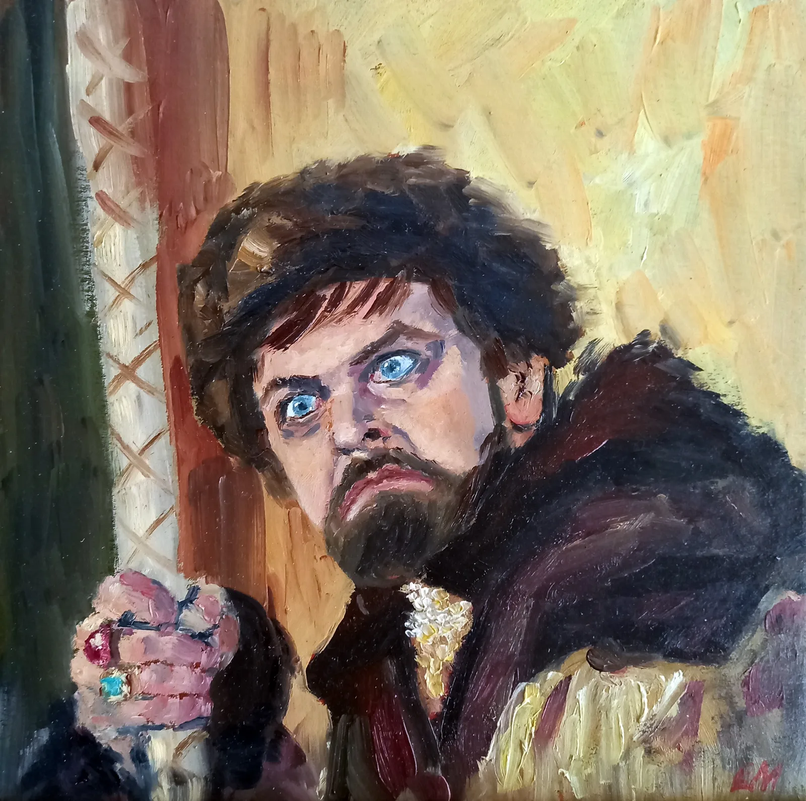 Картина «Актеры и роли. Царь.» — Елена Малыхина, Портрет, На картине изображён мужчина в образе царя с тревожным выражением лица и царско…