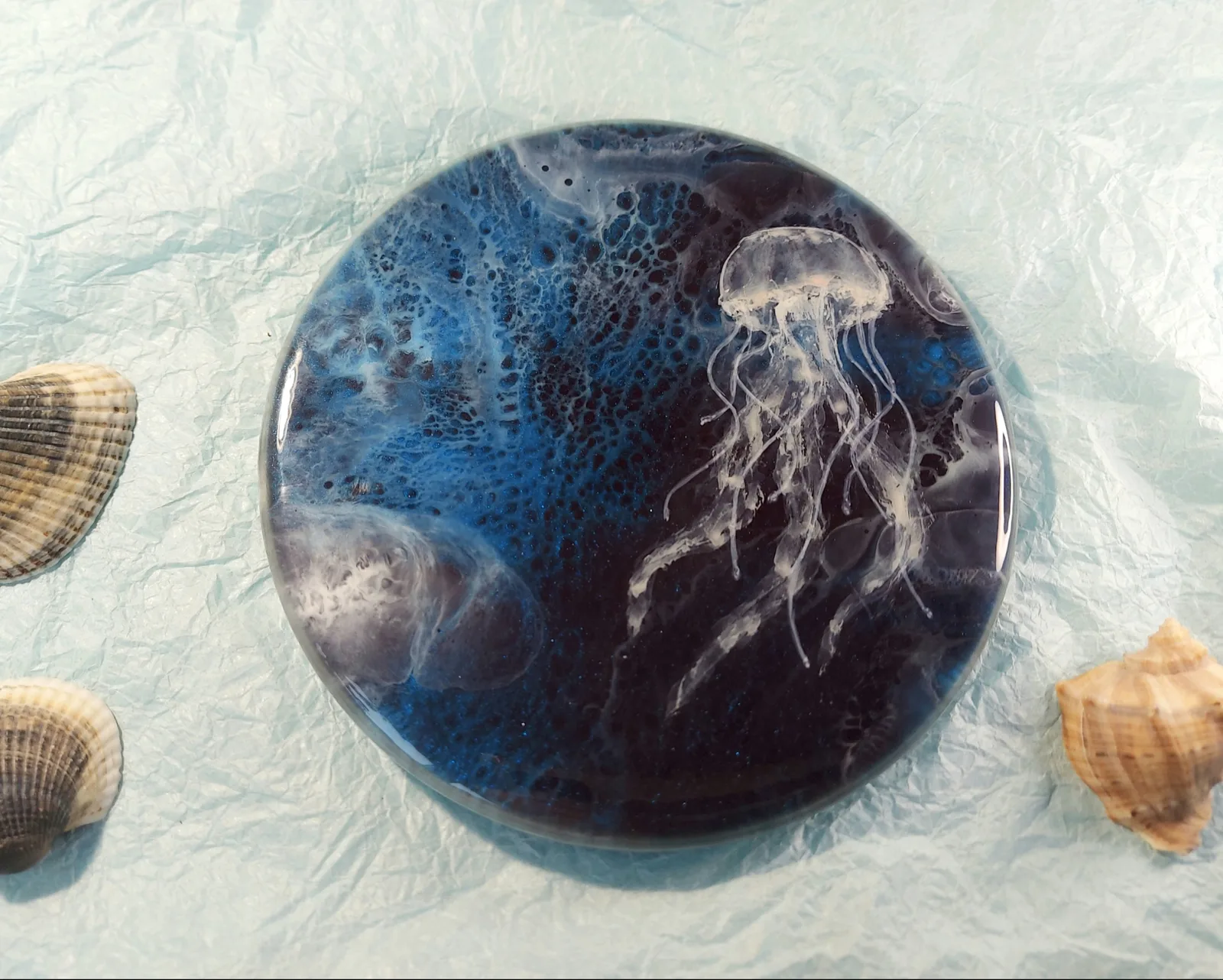 Картина «Медуза» — Светлана Бусе, Другое, Миниатюрная картина в смешанной технике нарисована на артборде из мдф с помощью…