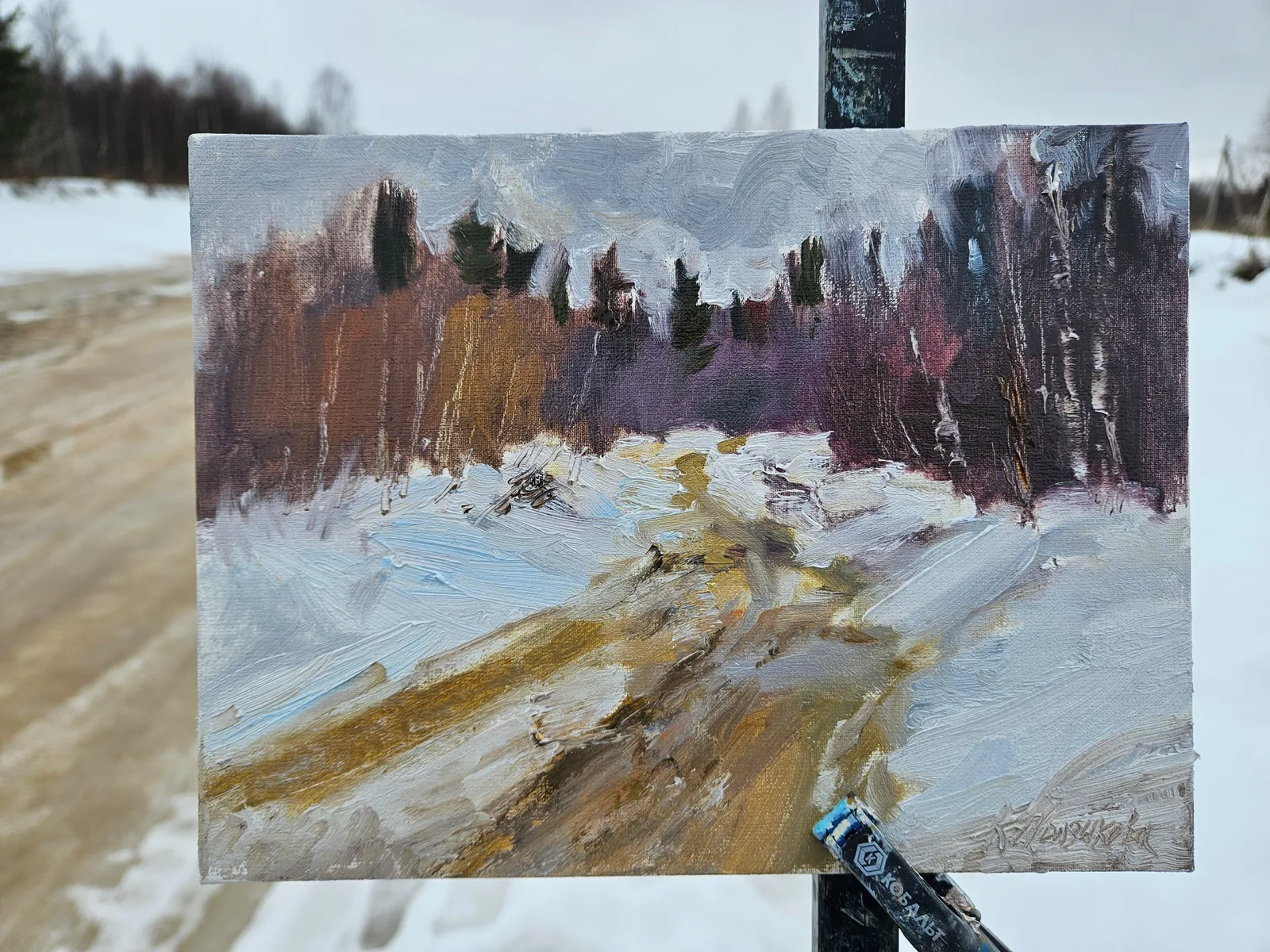 Картина «Весна» — Ксения Ползикова, Пейзаж, 🎨 Весенний пленэрный этюд: первые краски пробуждающейся природы.
Весна — особе…