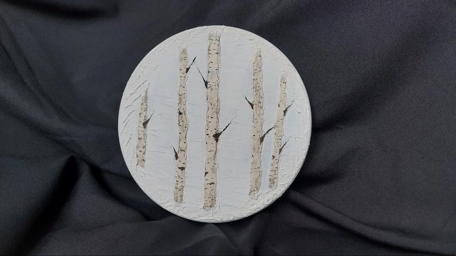 Картина «Березовая роща» — Светлана Бусе, Пейзаж, Миниатюрная круглая картина в русском стиле с березовой рощей. 
Выполнена на а…