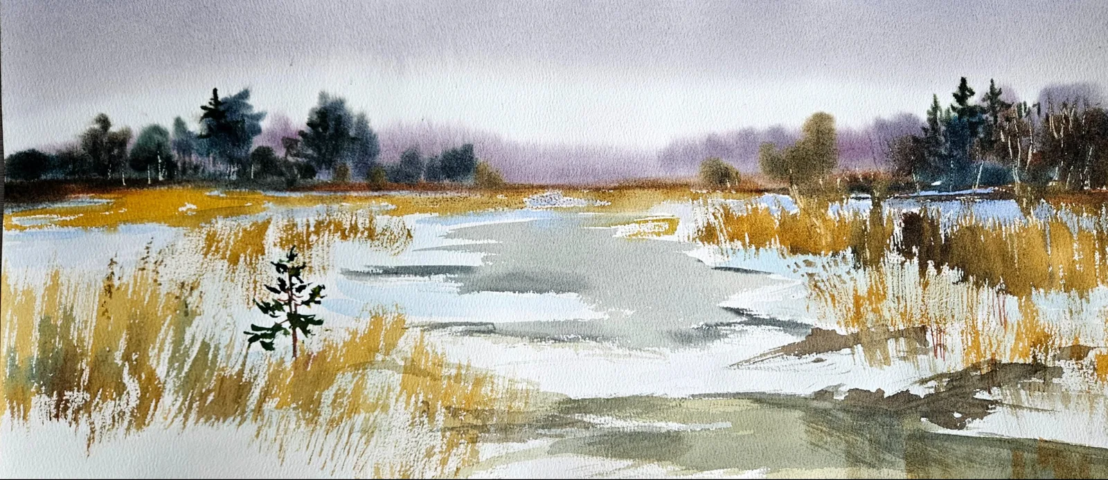 Картина «Первые аккорды весны» — Ксения Ползикова, Пейзаж, На картине "Первые аккорды весны" изображена нежная зимняя сцена с первыми наме…