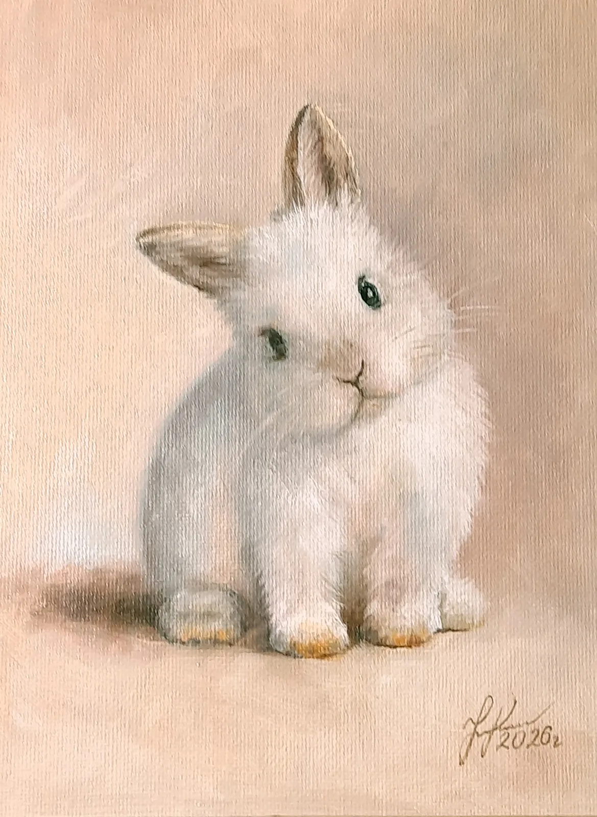 Картина «"Кролик"» — Юлия Уфимцева, Анималистика, Масляная краска на картоне позволила добиться приятной, слегка шероховатой факт…