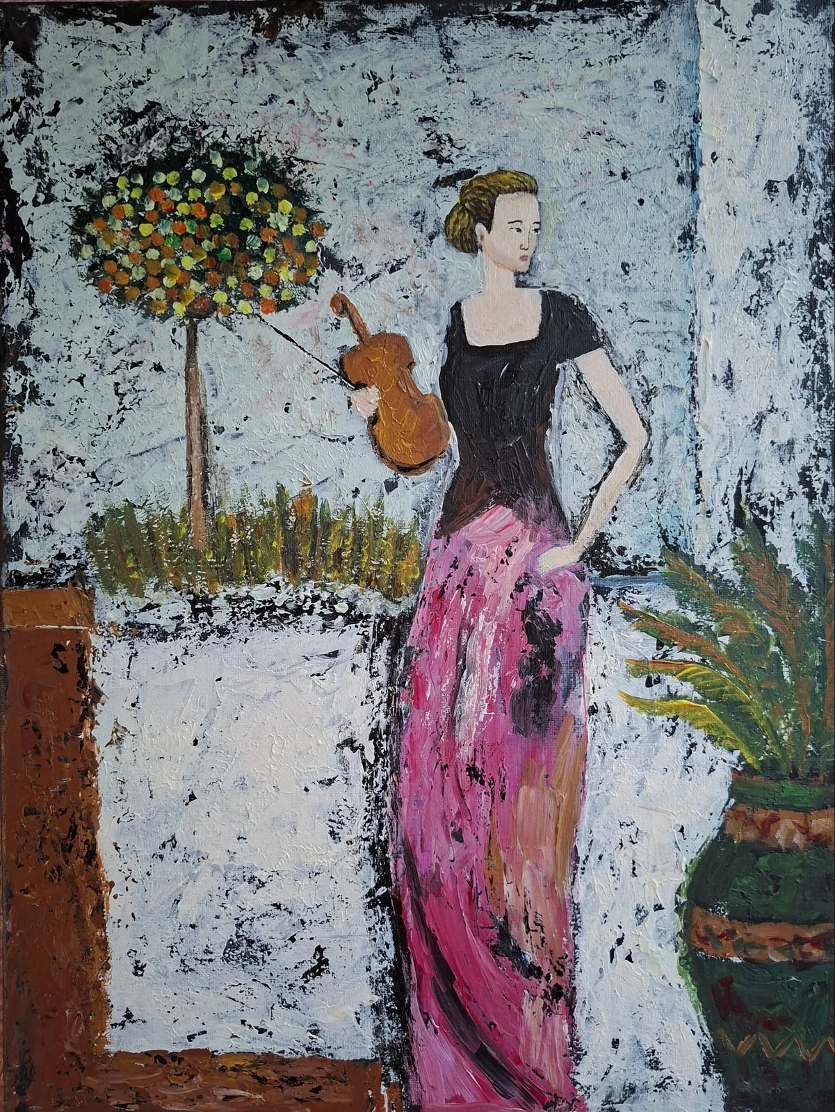Картина «Девушка и скрипка.по мотивам Гии Ревадзе.» — Марина Зыкова, Жанровая живопись, Девушка и скрипка — это работа, над которой работала с большим вдохновением, пы…