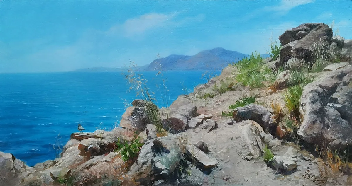 Картина «"Камни у моря."» — Марина Петухова, Пейзаж, На картине "Камни у моря" художник Марина Петухова изображает морской пейзаж с …